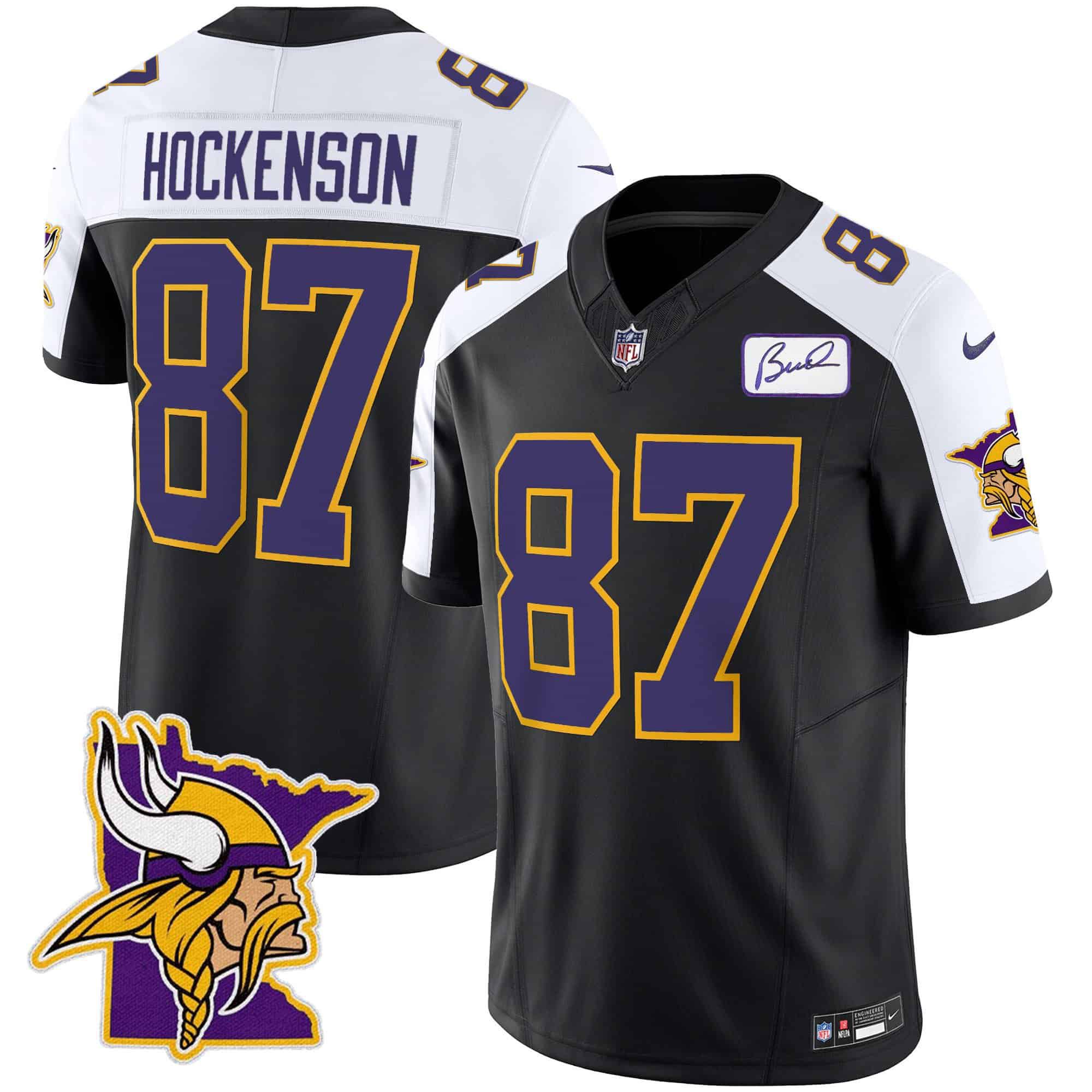 Men Minnesota Vikings #87 Hockenson Black 2024 Nike Patch Classic Limited NFL Jersey